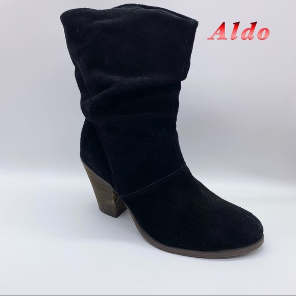 Aldo Shoes - Aldo-Black Slouch Heel MIDI Boots 8